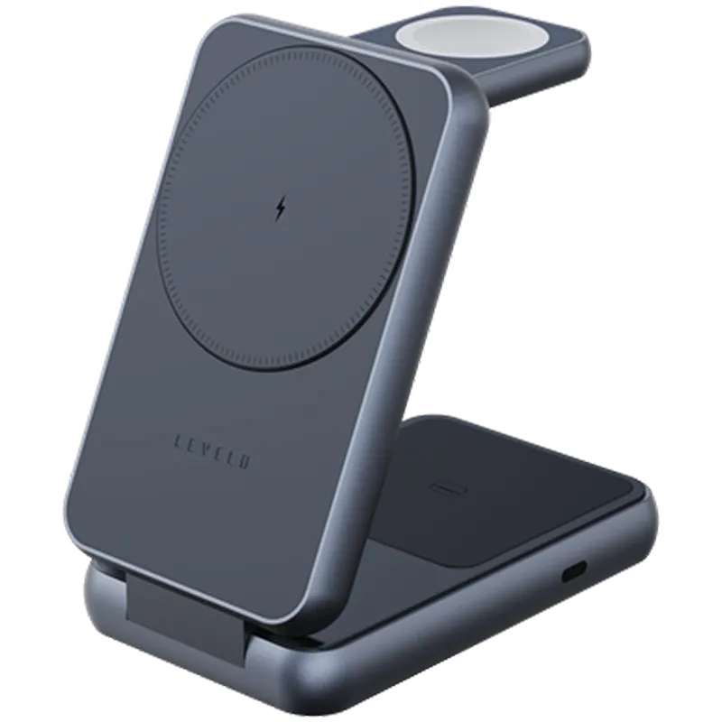 Levelo Aeris 3 in 1 Foldable Wireless Charger Gray Mascom International.webp